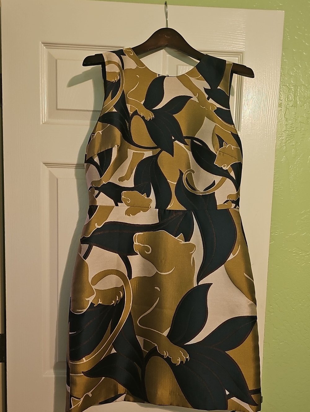 Ann Taylor Olive, Black & Cream Floral-Print Sleeveless Dress